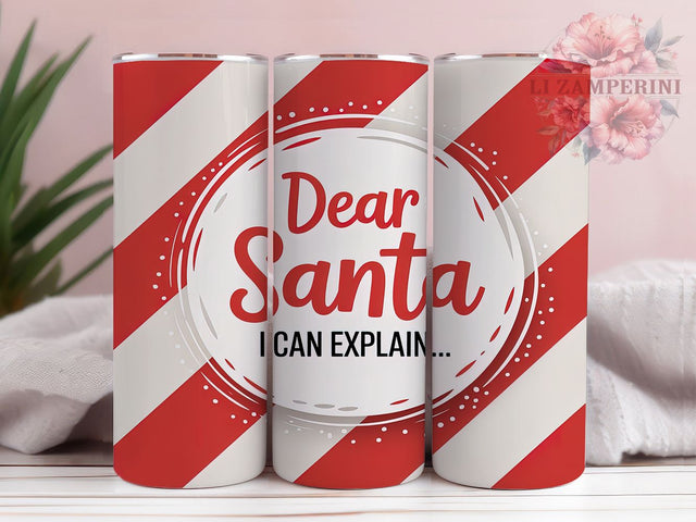 Dear Santa Red Stripe Christmas Tumbler, Red And White Stripes Wrap, Christmas Santa Sublimation, Festive Holiday Cup, 20Oz Skinny Tumbler Wrap, Candy Cane Stripe Mug, Jolly Santa Design Sublimation Li Zamperini 