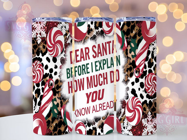 Dear Santa Tumbler, Christmas Drinkware, Funny Holiday Gift, 20oz Sublimation, PNG Design, Santa Gift, Holiday Humor Tumbler, Festive Drinkware Sublimation SvggirlplusArt 