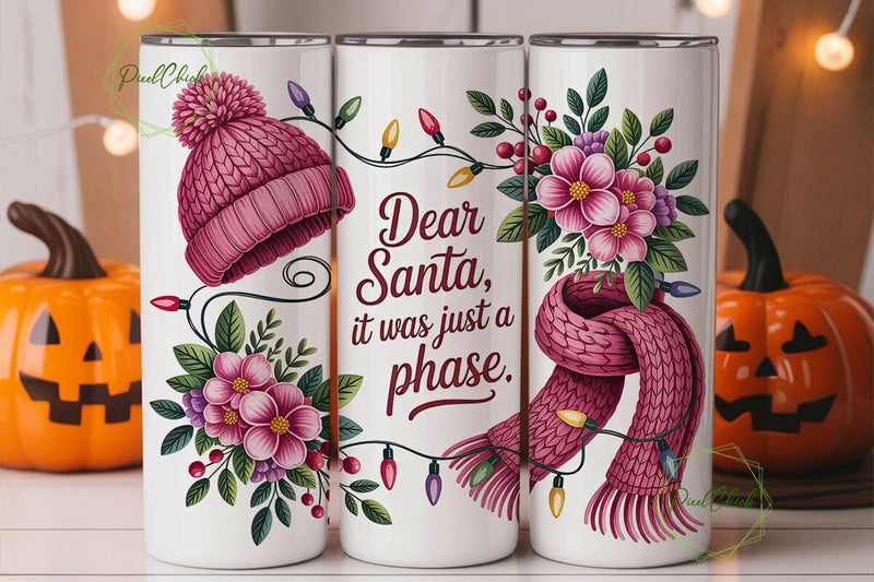 Dear Santa Tumbler Wrap PNG Sublimation PixelChick 