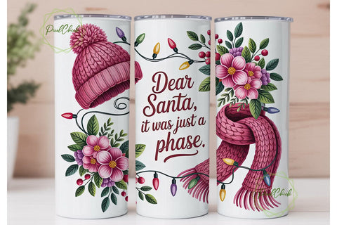 Dear Santa Tumbler Wrap PNG Sublimation PixelChick 