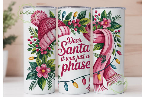 Dear Santa Tumbler Wrap PNG Sublimation PixelChick 