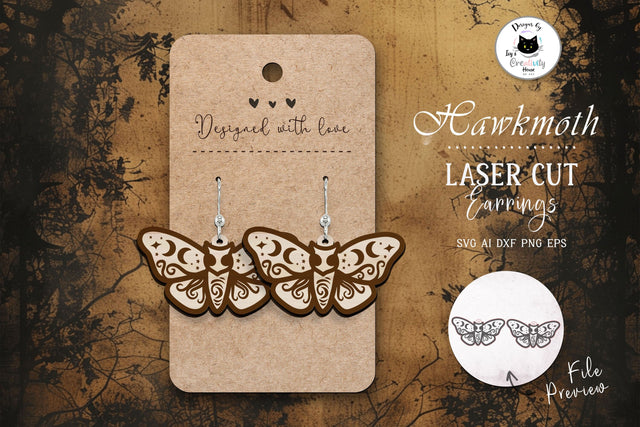Death's Head Hawkmoth Earrings Laser Cut SVG Ivy's Creativity House 