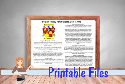 Deavers History, Family Crest & Coat of Arms 3D Paper Family Creations 