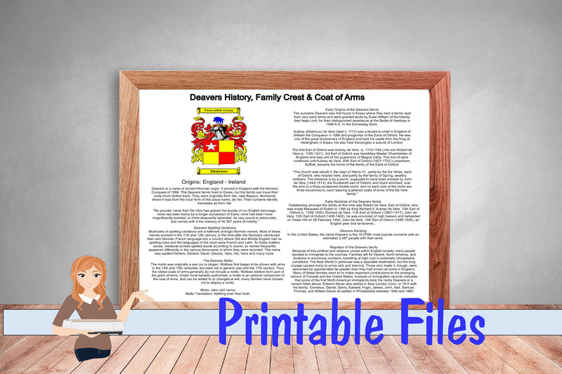 Deavers History, Family Crest & Coat of Arms 3D Paper Family Creations 