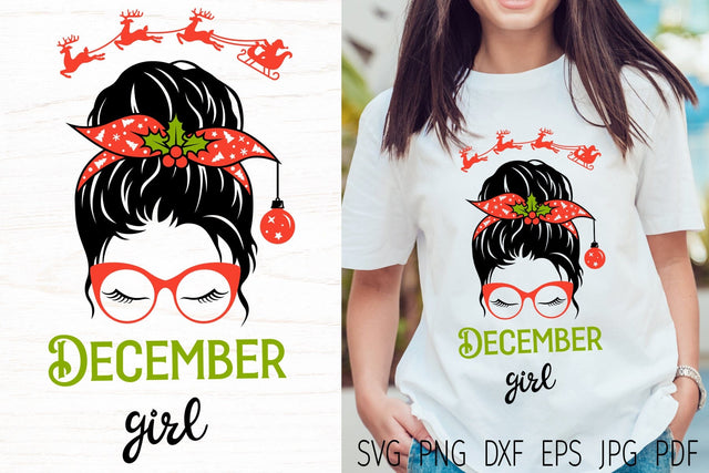 December girl svg|mom life messy bun svg| Christmas girl SVG Digital Rainbow Shop 