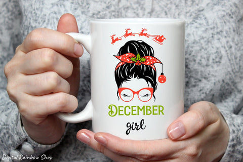 December girl svg|mom life messy bun svg| Christmas girl SVG Digital Rainbow Shop 