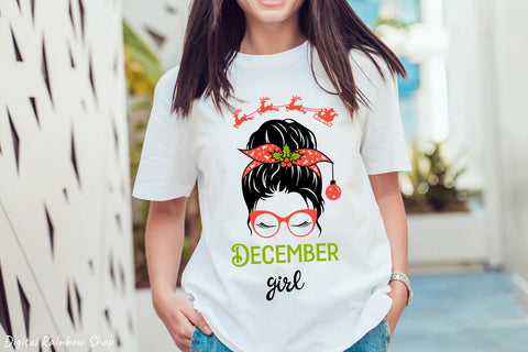 December girl svg|mom life messy bun svg| Christmas girl SVG Digital Rainbow Shop 