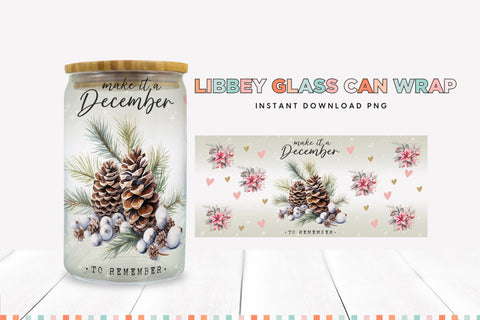 December to Remember Christmas Libbey Can Sublimation Wrap Sublimation BijouBay 