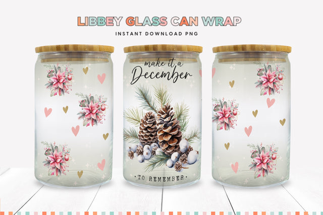 December to Remember Christmas Libbey Can Sublimation Wrap Sublimation BijouBay 