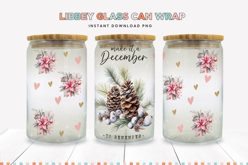 December to Remember Christmas Libbey Can Sublimation Wrap Sublimation BijouBay 