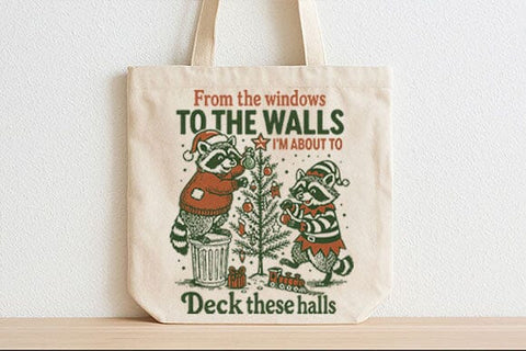 Deck These Halls Raccoon Christmas PNG SVG BillahCrafts 