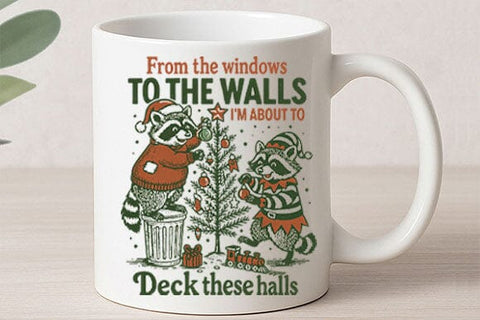 Deck These Halls Raccoon Christmas PNG SVG BillahCrafts 