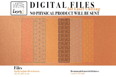 Decò Bookmarks Digital Vector Files for Laser Cutter- 6 variations SVG MaramadeLaser 