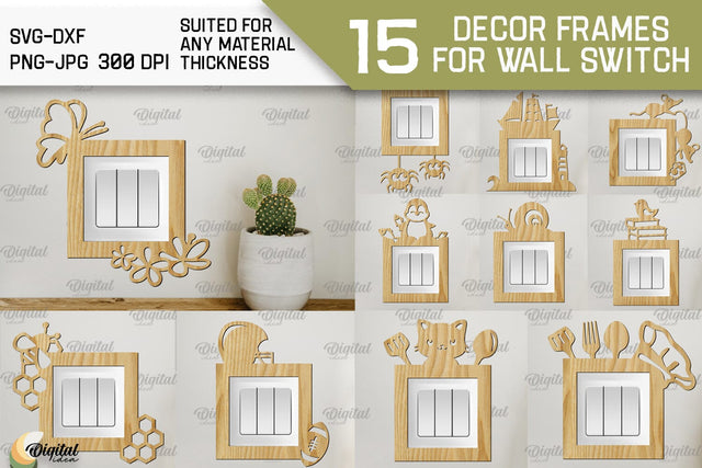 Decor Frame For Wall Switch SVG Bundle. Home Decor Laser Cut SVG Evgenyia Guschina 