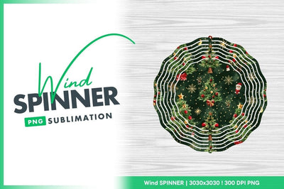 Decorated christmas tree wind spinner round design Sublimation Regulrcrative 