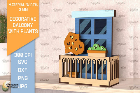 Decorative Balconies With Plants Laser Cut Bundle SVG Evgenyia Guschina 
