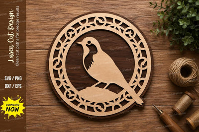 Decorative Bird Circle Frame Laser Cut SVG File SVG Regulrcrative 