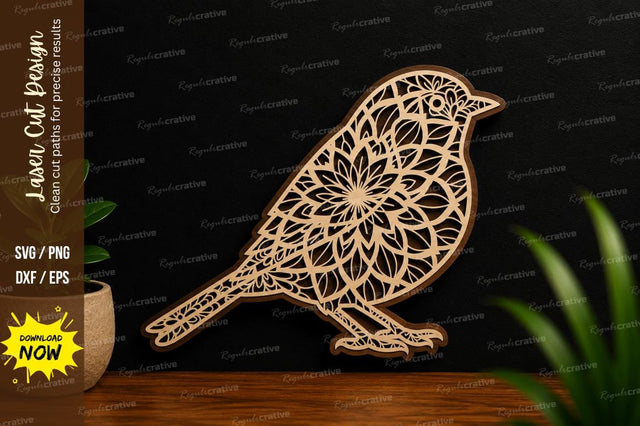 Decorative Bird Mandala Laser Cut SVG File SVG Regulrcrative 