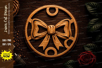 Decorative Bow Circle Ornament Laser Cut SVG File SVG Regulrcrative 