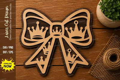 Decorative Bow SVG | Ribbon Laser Cut File | Glowforge CNC DXF PNG EPS SVG Regulrcrative 