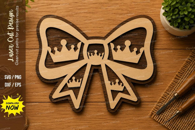 Decorative Bow SVG | Ribbon Ornament Laser Cut File | Glowforge CNC DXF PNG EPS SVG Regulrcrative 