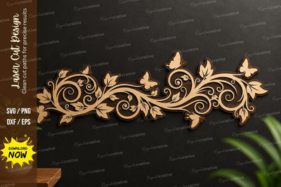 Decorative Butterfly Vine Laser Cut Svg Design SVG Regulrcrative 