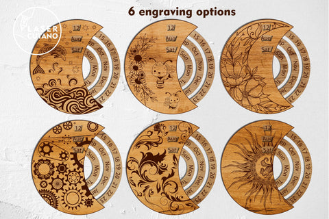 Decorative Calendar Set Template, Laser Cut Files SVG LaserCutano 