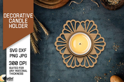 Decorative Candle Holder LaserCut. Mandala Candle Holder SVG SVG Evgenyia Guschina 