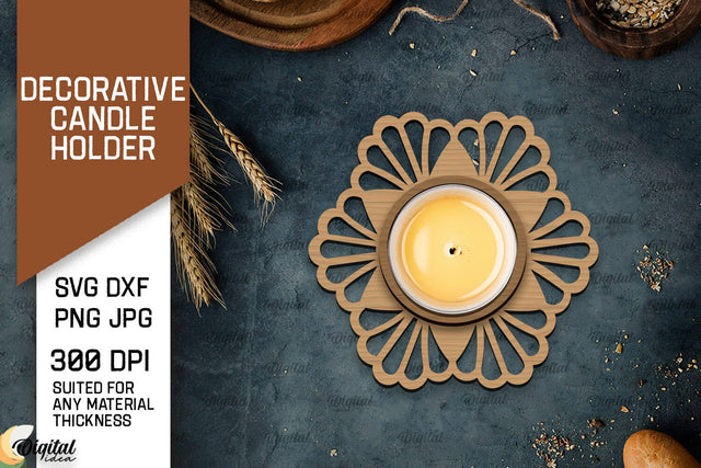 Decorative Candle Holder LaserCut. Mandala Candle Holder SVG SVG Evgenyia Guschina 