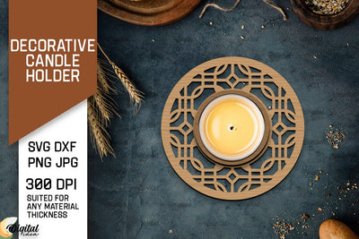 Decorative Candle Holder LaserCut. Mandala Candle Holder SVG SVG Evgenyia Guschina 