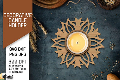 Decorative Candle Holder LaserCut. Mandala Candle Holder SVG SVG Evgenyia Guschina 