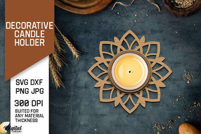 Decorative Candle Holder LaserCut. Mandala Candle Holder SVG SVG Evgenyia Guschina 