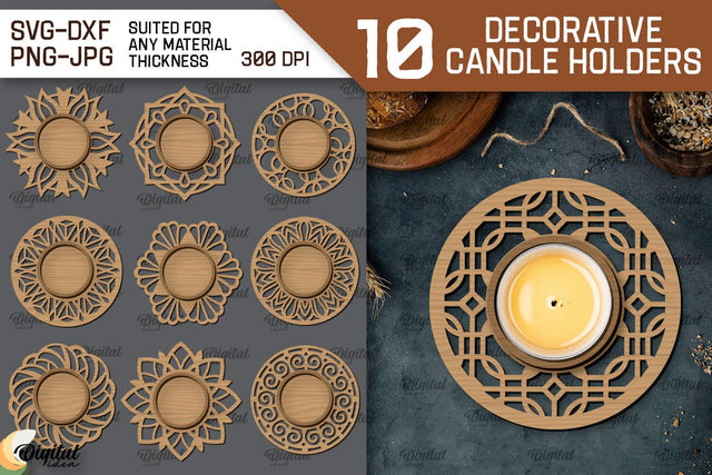 Decorative Candle Holders Laser Cut Bundle. Mandala SVG SVG Evgenyia Guschina 