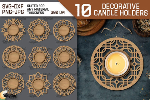 Decorative Candle Holders Laser Cut Bundle. Mandala SVG SVG Evgenyia Guschina 