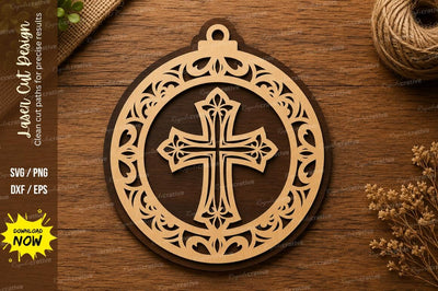 Decorative Cross Ornament Laser Cut SVG Design SVG Regulrcrative 