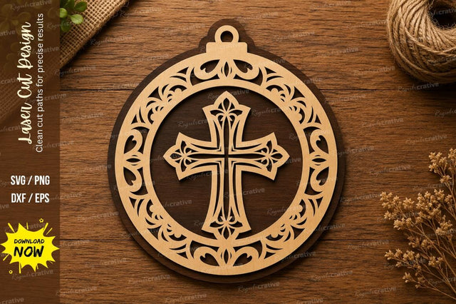 Decorative Cross Ornament Laser Cut SVG Design SVG Regulrcrative 