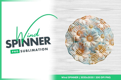 Decorative Daisy Flowers Wind Spinner Round Png Sublimation Regulrcrative 