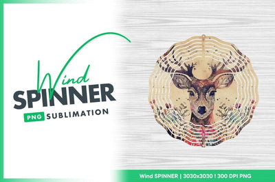 Decorative deer wind spinner round png design Sublimation Regulrcrative 