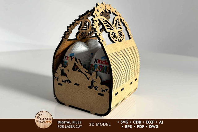 Decorative Easter Basket Laser Cut Template SVG LaserCutano 