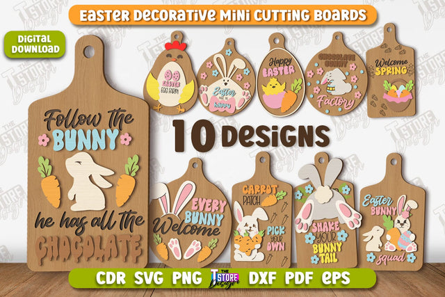 Decorative Easter Boards Bundle | Decorative Cutting Board | Mini Cutting Board | CNC Files SVG The T Store Design 