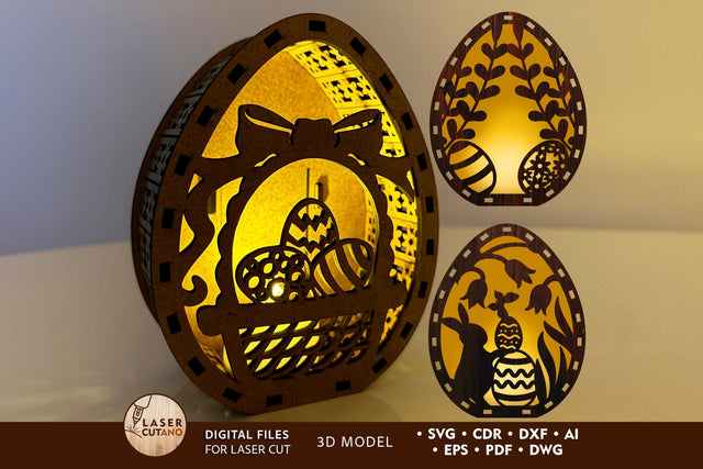 Decorative Easter Egg Lantern Bundle, Laser Cut Files SVG LaserCutano 