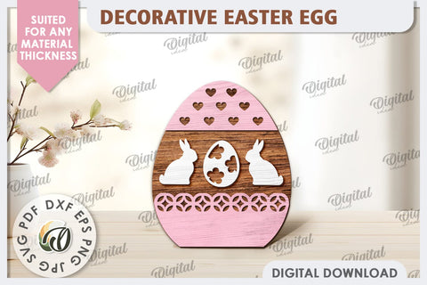 Decorative Easter Egg Laser Cut. 3D Egg. Easter Decor SVG SVG Evgenyia Guschina 