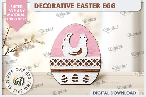 Decorative Easter Egg Laser Cut. 3D Egg. Easter Decor SVG SVG Evgenyia Guschina 
