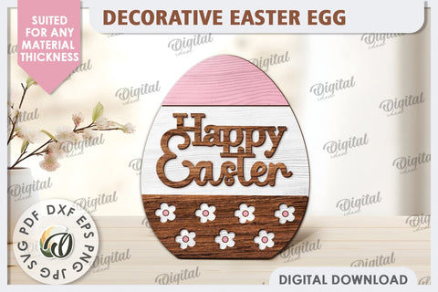 Decorative Easter Egg Laser Cut. 3D Egg. Easter Decor SVG SVG Evgenyia Guschina 
