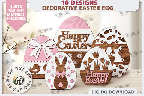 Decorative Easter Eggs Laser Cut Bundle. Easter Decor SVG SVG Evgenyia Guschina 