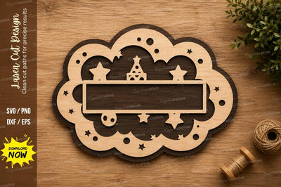 Decorative Floral Name Plaque Laser Cut SVG File SVG Regulrcrative 