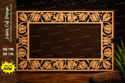 Decorative Floral Rectangle Frame Laser Cut SVG Design SVG Regulrcrative 