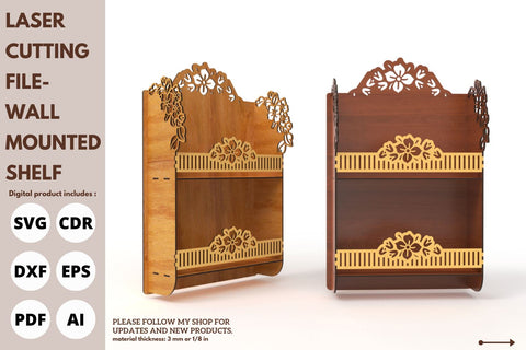 Decorative flower Wall Shelf Laser Cut File | svg paper cut | cricut | glowforge file SVG tofigh4lang 