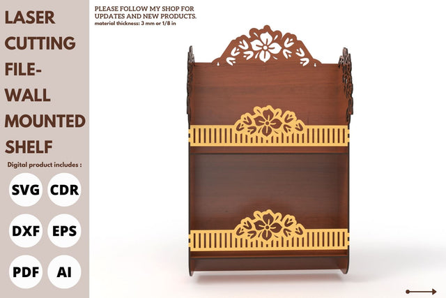 Decorative flower Wall Shelf Laser Cut File | svg paper cut | cricut | glowforge file SVG tofigh4lang 