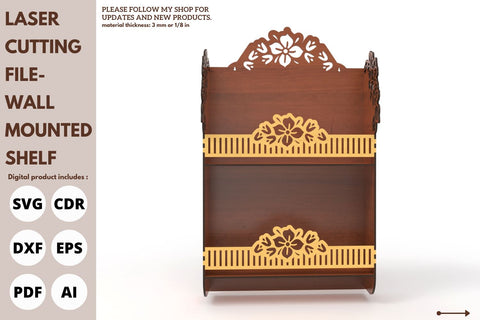 Decorative flower Wall Shelf Laser Cut File | svg paper cut | cricut | glowforge file SVG tofigh4lang 